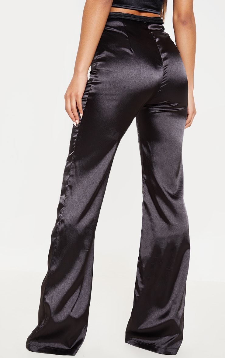 Black Rope Belt Flared Trouser Trousers PrettyLittleThing USA