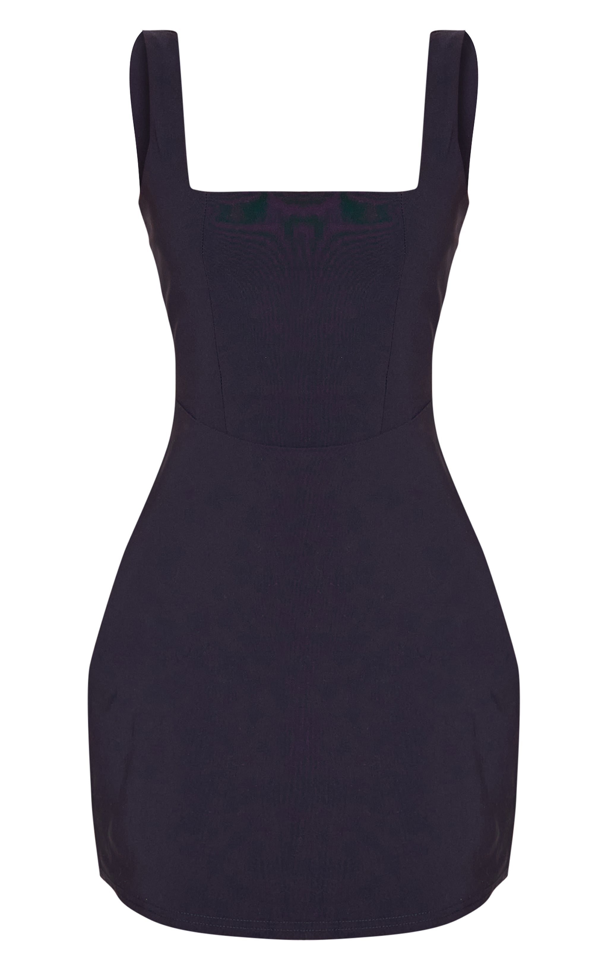 Black Stretch Woven Square Neck Sleeveless Bodycon Dress image 5