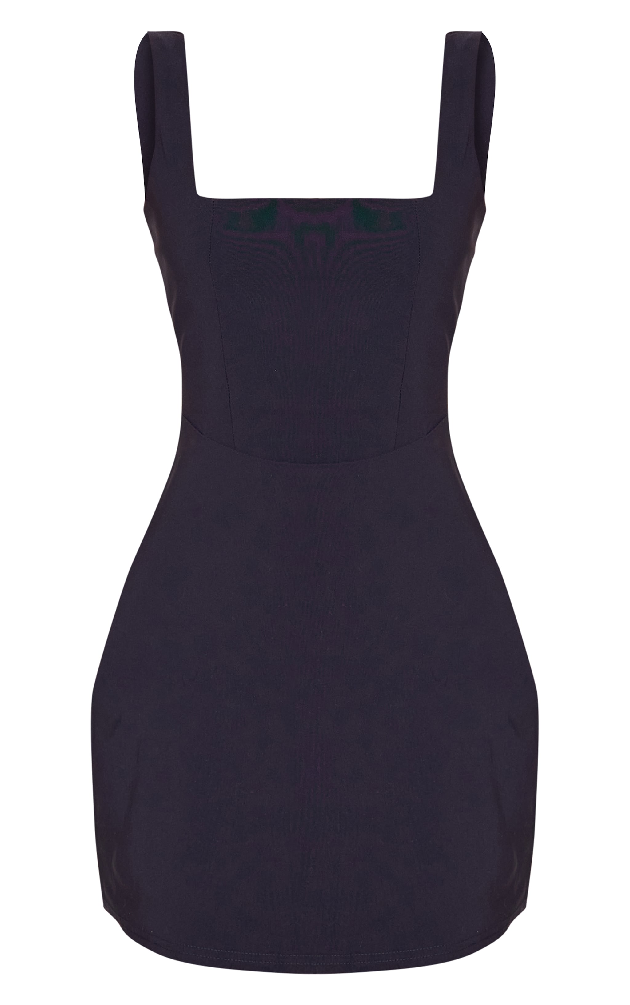 Black Stretch Woven Square Neck Sleeveless Bodycon Dress image 5