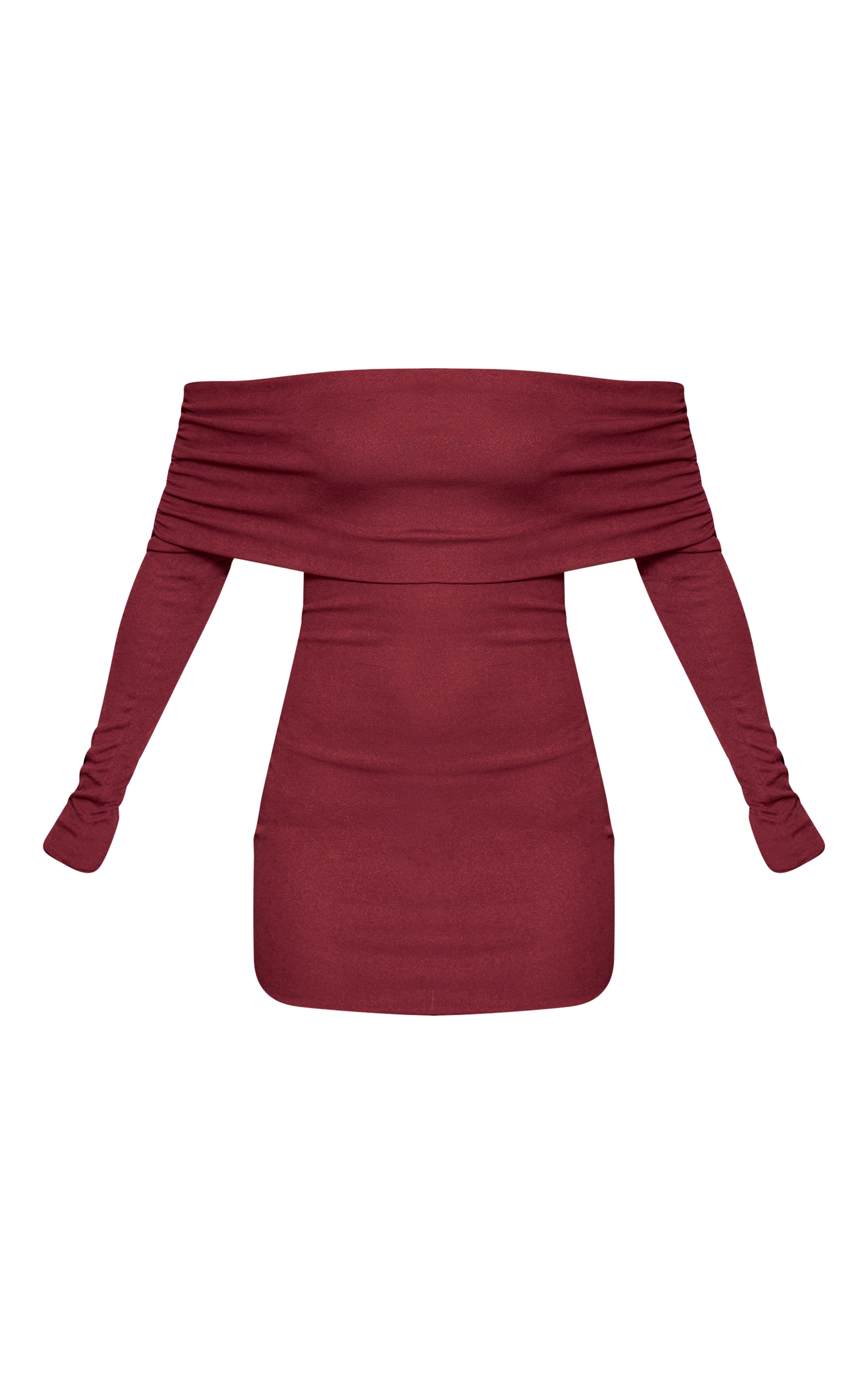 Plum Onion Skin Bardot Ruched Bodycon Dress image 5