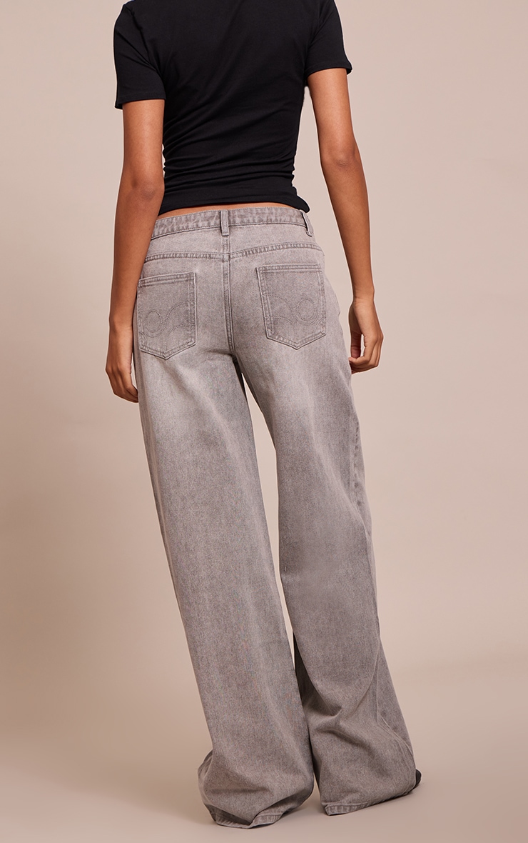 Tall Grey Wide Leg Jeans image 3