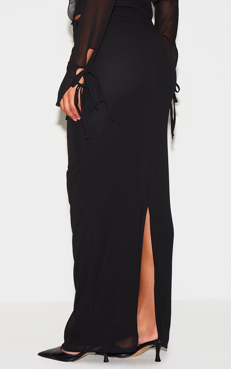 Black Ruched Chiffon Maxi Skirt | Co-ords