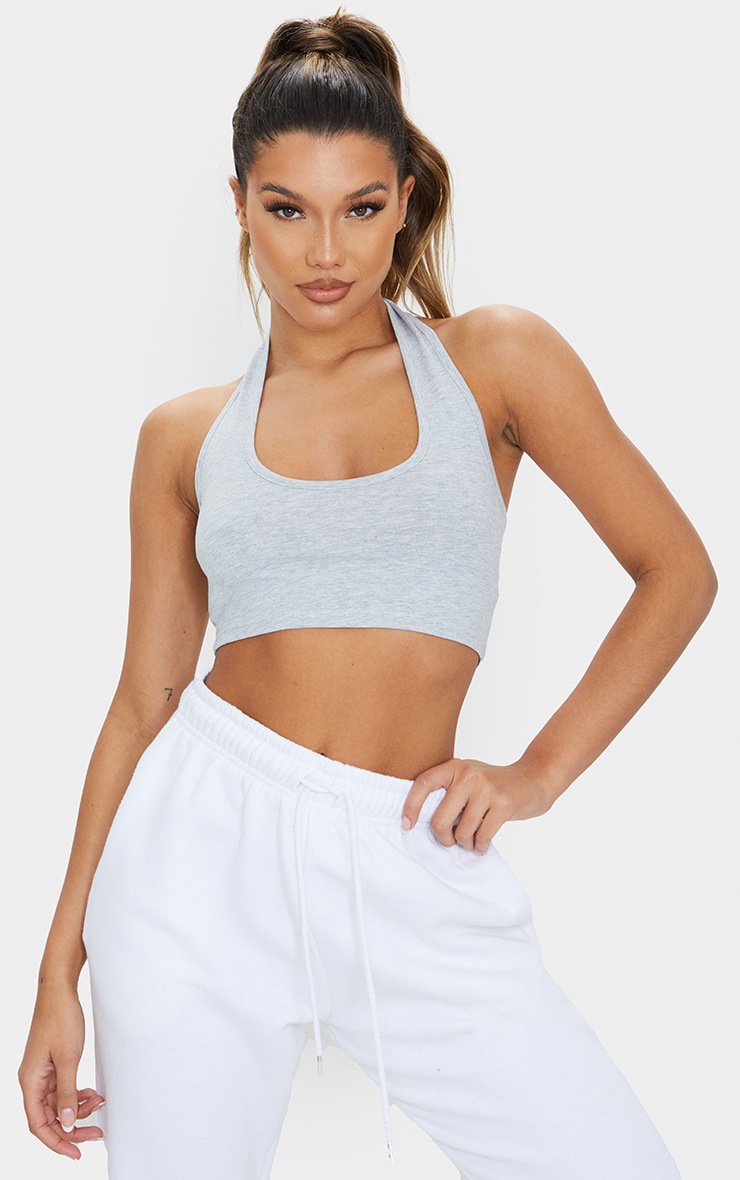 PLT Essentiel - Crop top dos nu gris chiné