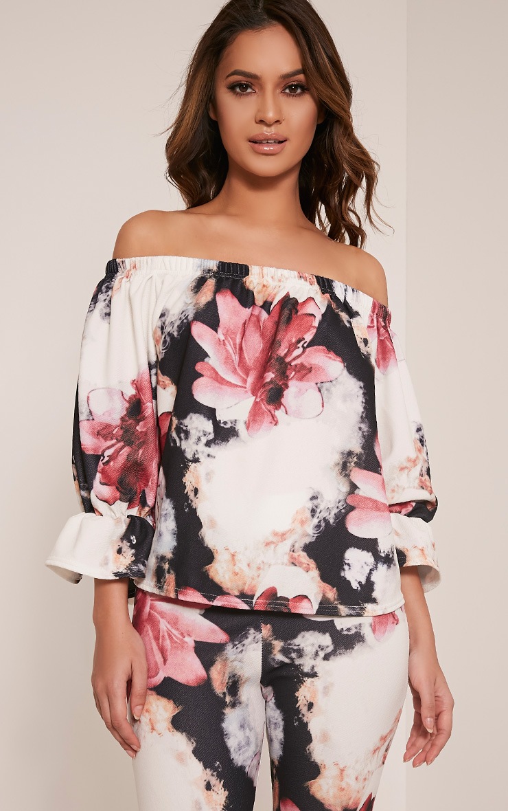black floral bardot top