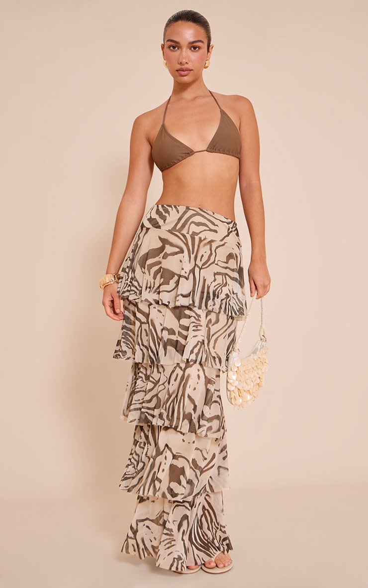 Cream Animal Print Mesh Rara Maxi Skirt image 1