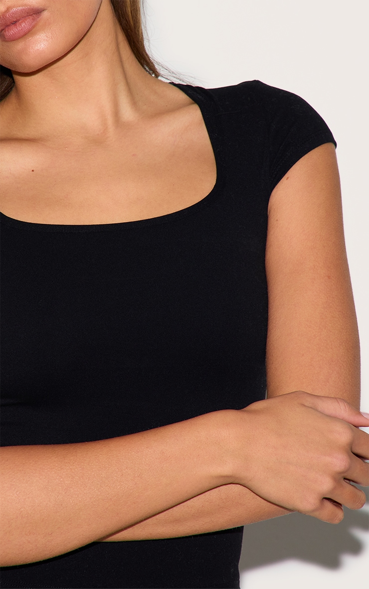 Black Contour Jersey Square Neck Long Top image 4