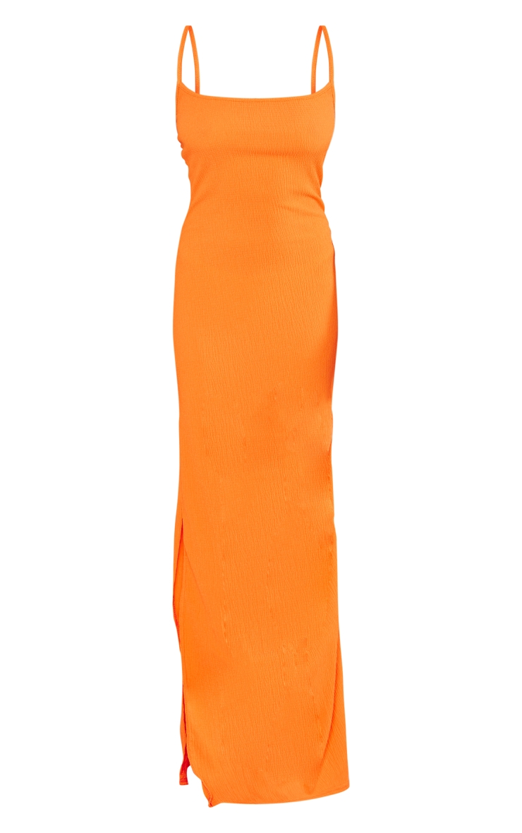 Orange Crinkle Textured Contrast Strappy Maxi Dress image 5