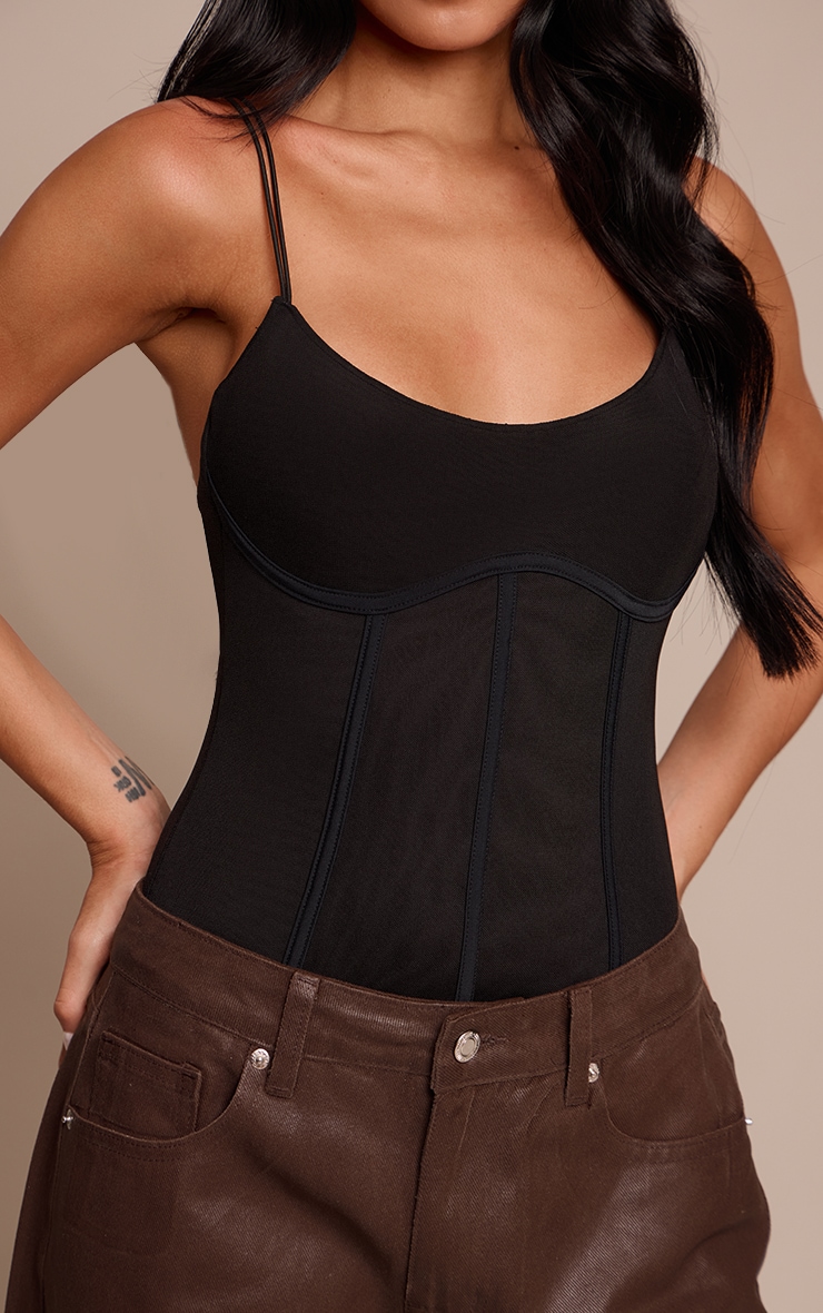 Black Stretch Strappy Bodysuit  image 4