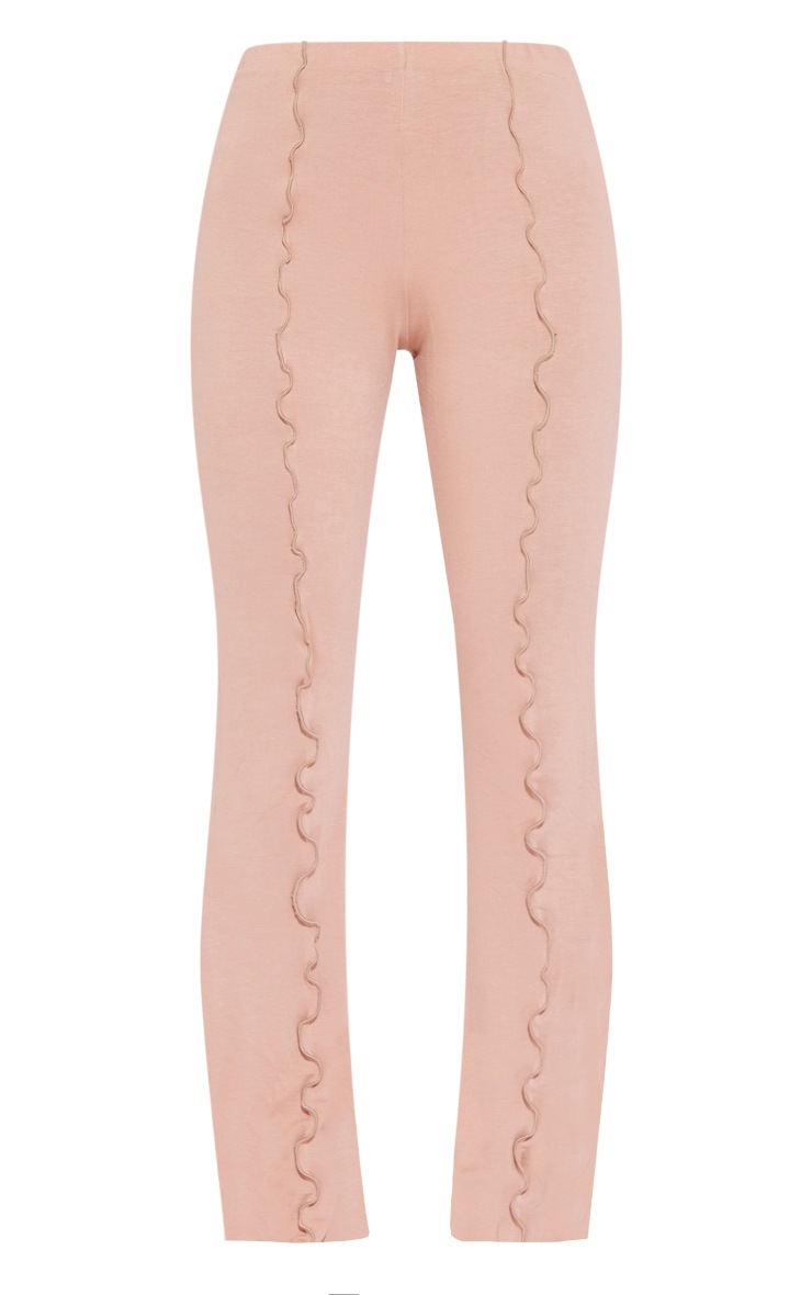 Stone Seam Detail Lettuce Hem Flare Trousers PrettyLittleThing USA