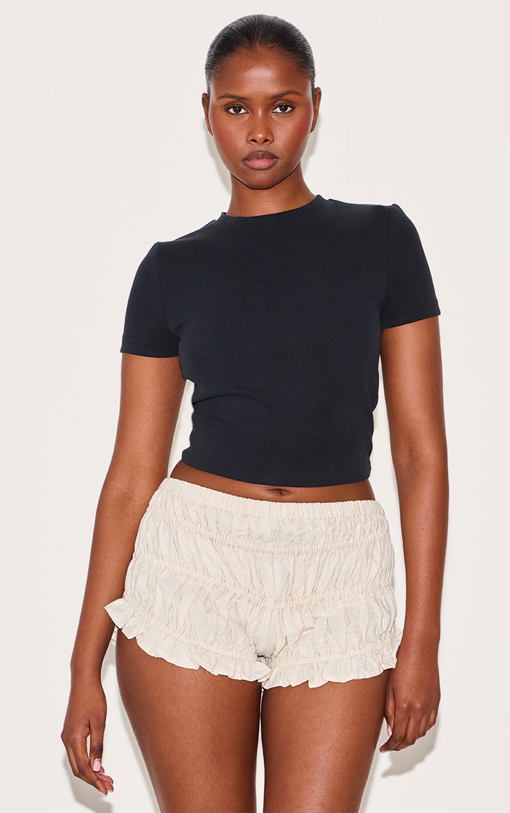  Natural Linen Blend Ruched Bloomer Shorts image 4