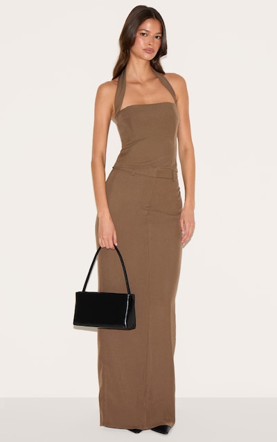 Chocolate Tailored Woven Maxi Skirt