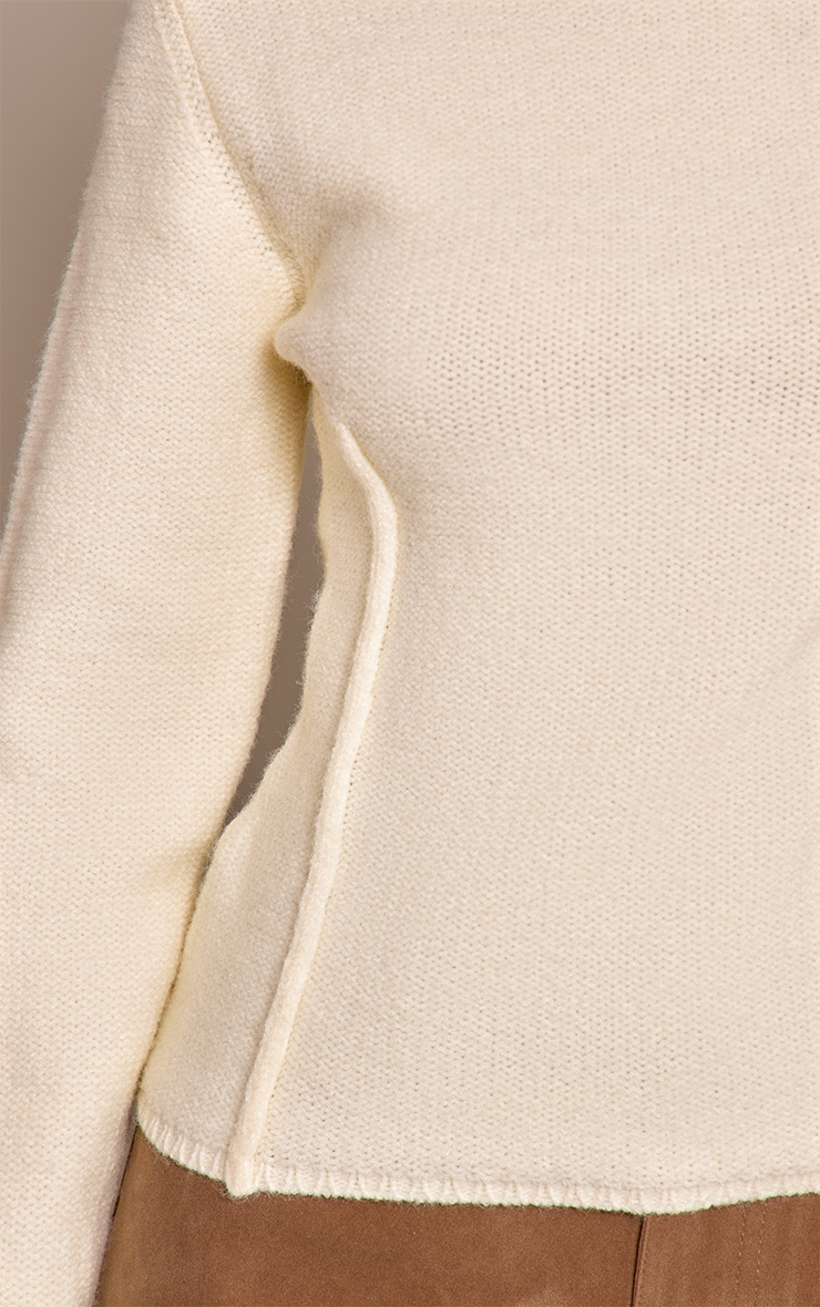 Petite Cream Seam Detail Fitted Knit Jumper  image 4
