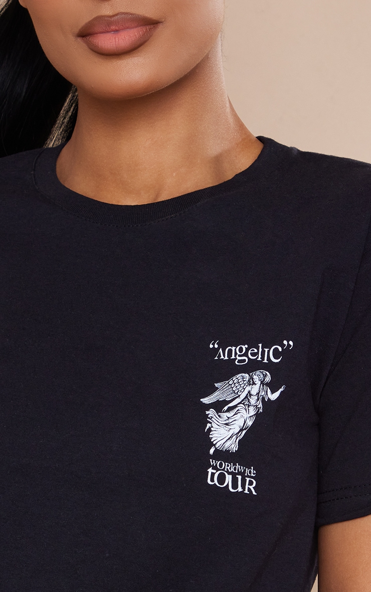 T-shirt oversize noir imprimé Angelic Tour image 4