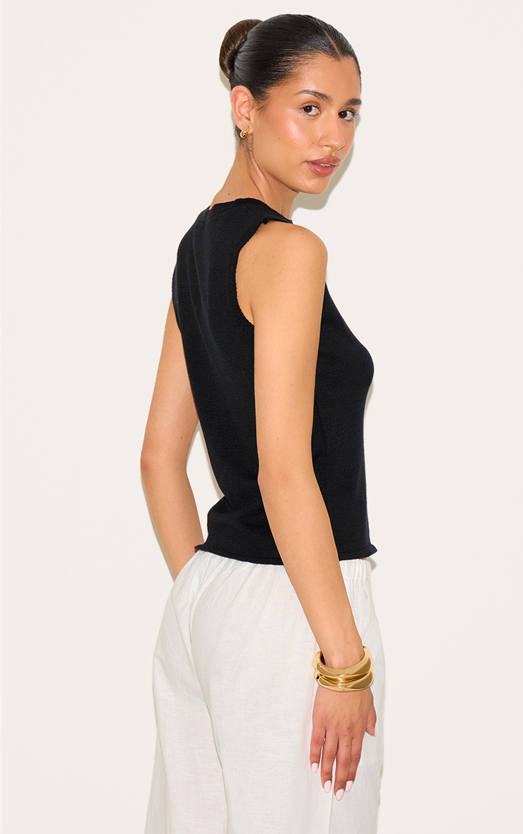 Tall Black Button Through Sleeveless Top image 2