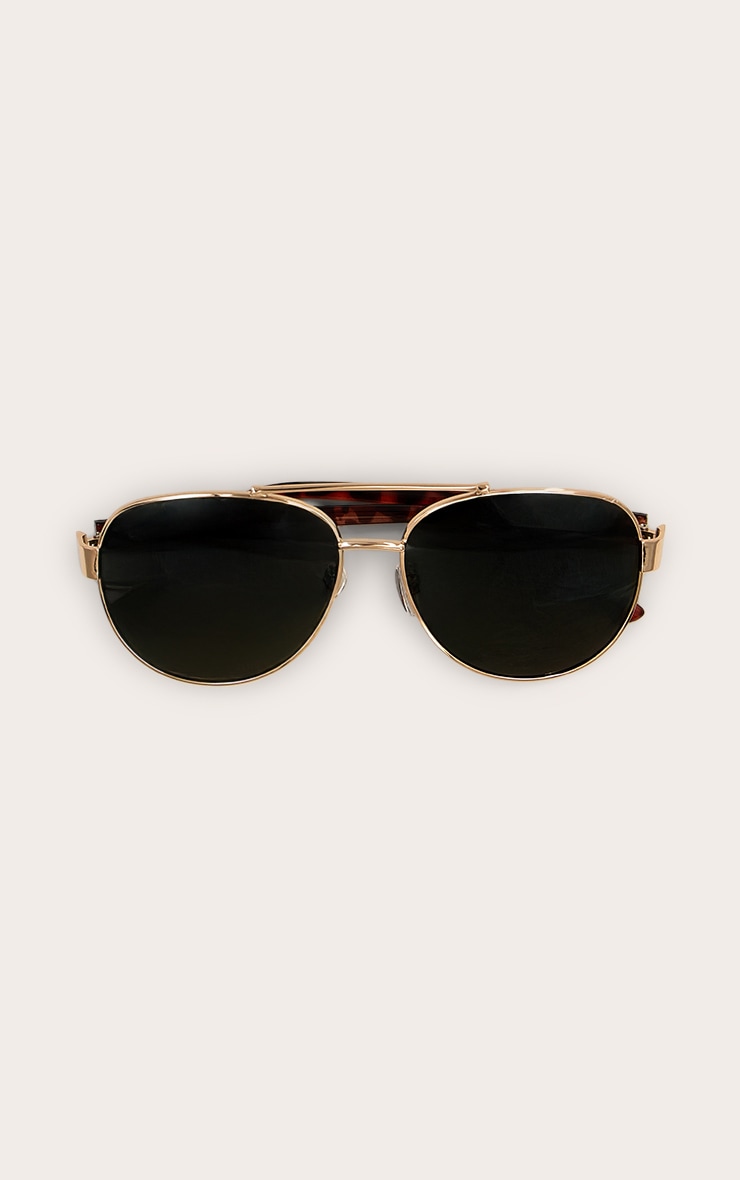 Tortoiseshell Green Lens Aviator Sunglasses image 2