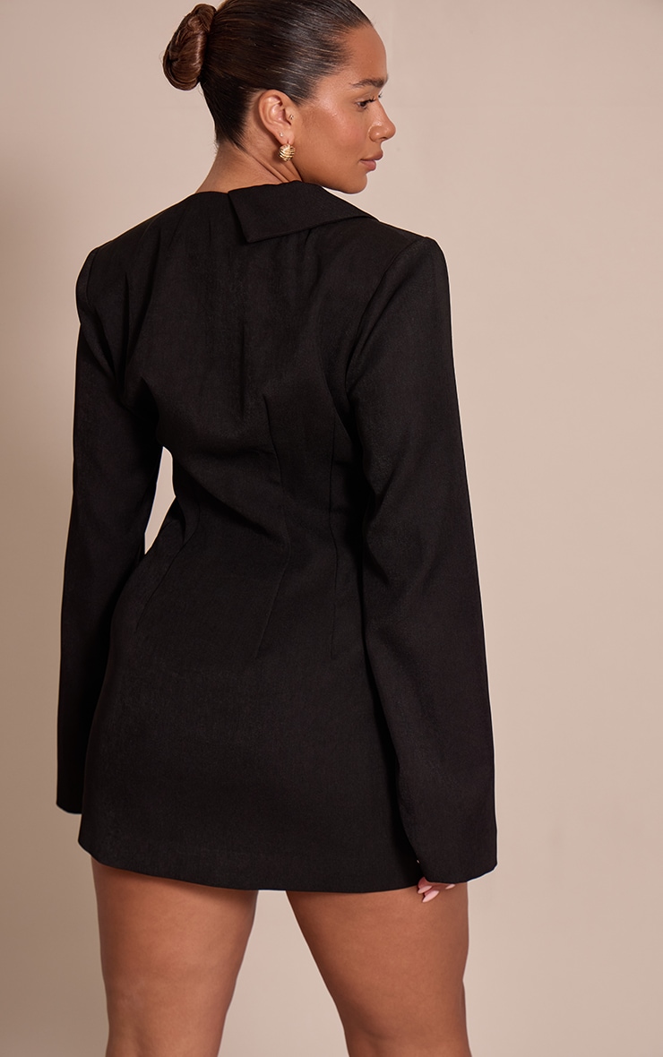 Shape Black Plunge Neck Cinched Waist Blazer Dress image 2