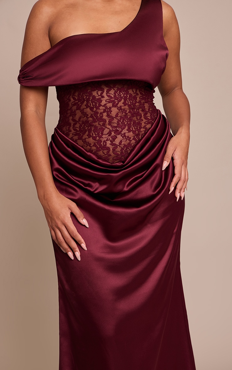 Shape Burgundy Bandeau Lace Insert Maxi Dress image 4