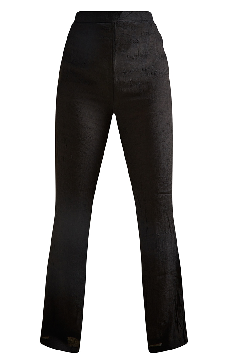 Black  Linen Look Beach Trousers image 5