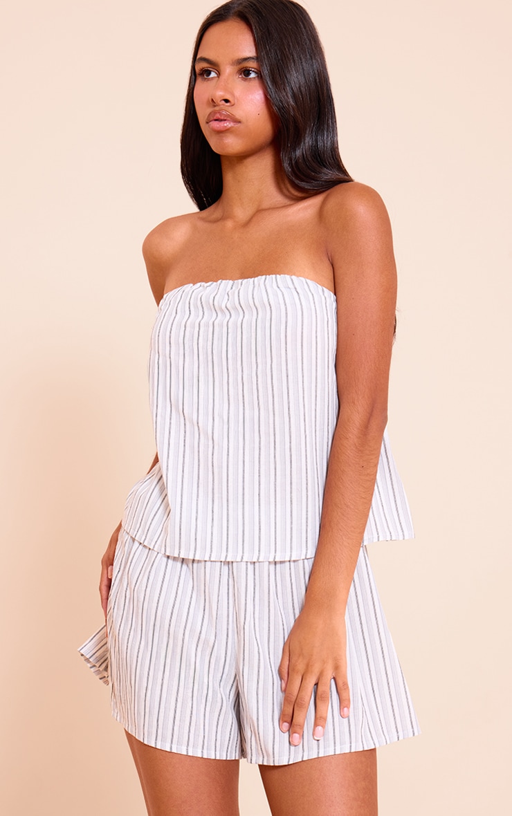 Petite Grey Stripe Bandeau Flowy Top image 1