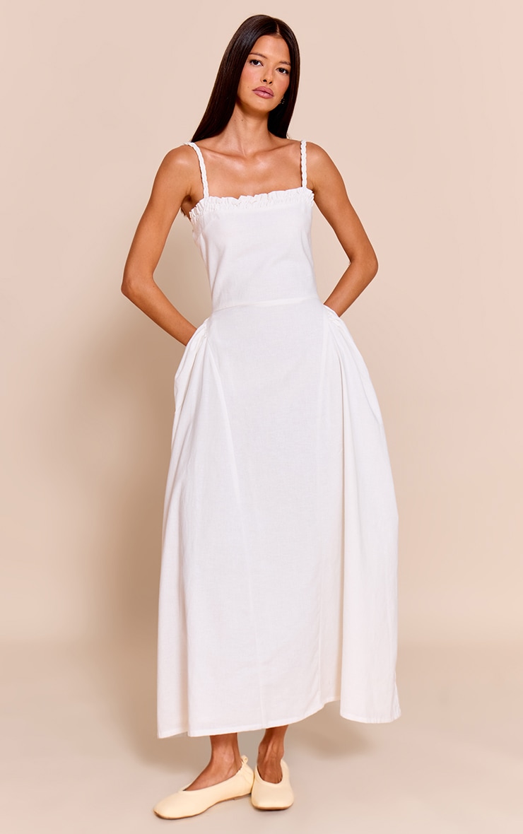 Robe Mi-Longue Tressée Blanche Taille en V image 1