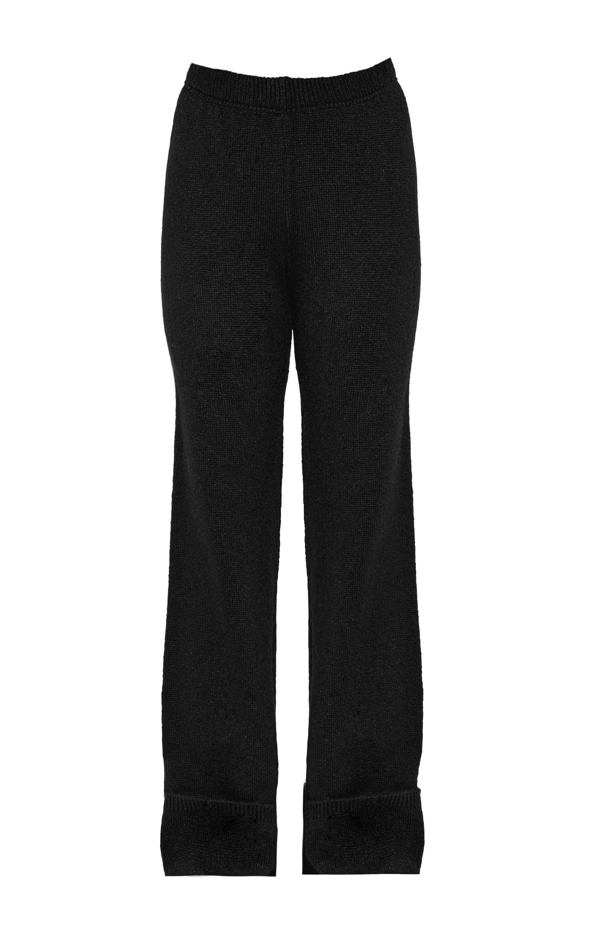 Black Turn Up Hem Knit Pants image 5