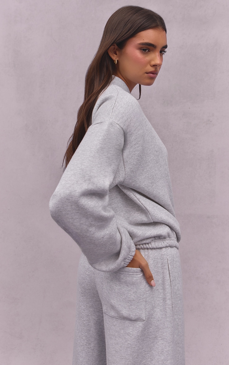 Ash Grey Athletics Club Cotton Fleece Bomber Jacket image 2