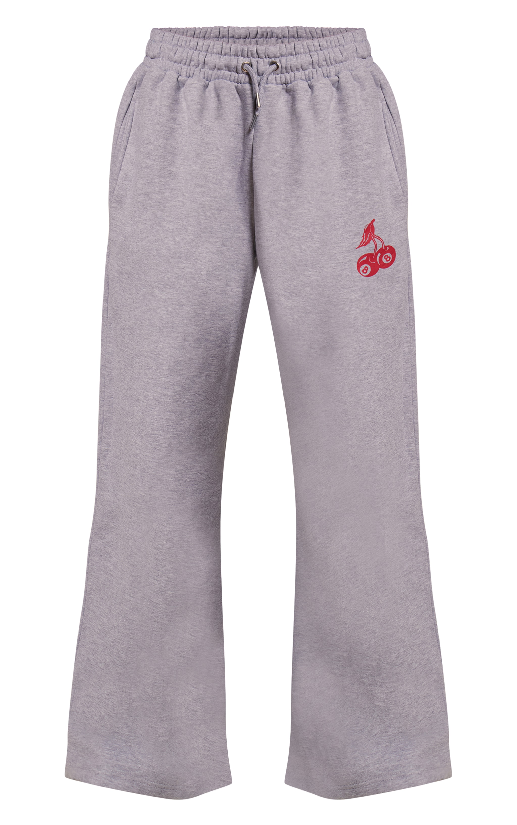 Grey Marl Cherry Print Oversized Wide Leg Track Pants image 5