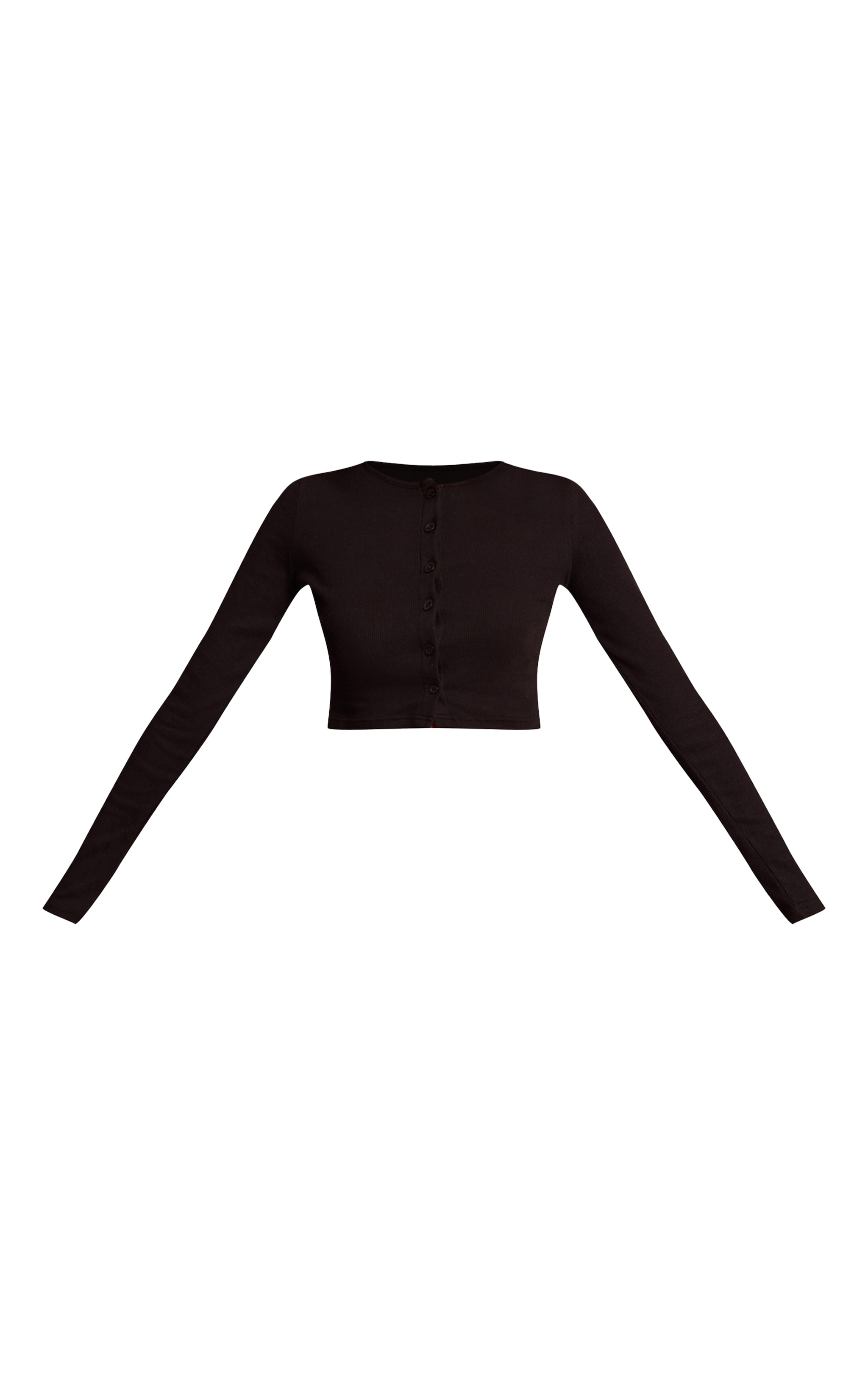 Black Brushed Rib Button Cardigan image 5