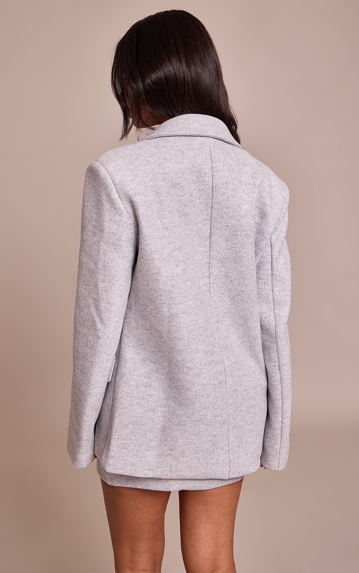 Petite Blazer en effet laine gris clair à revers pointus image 2