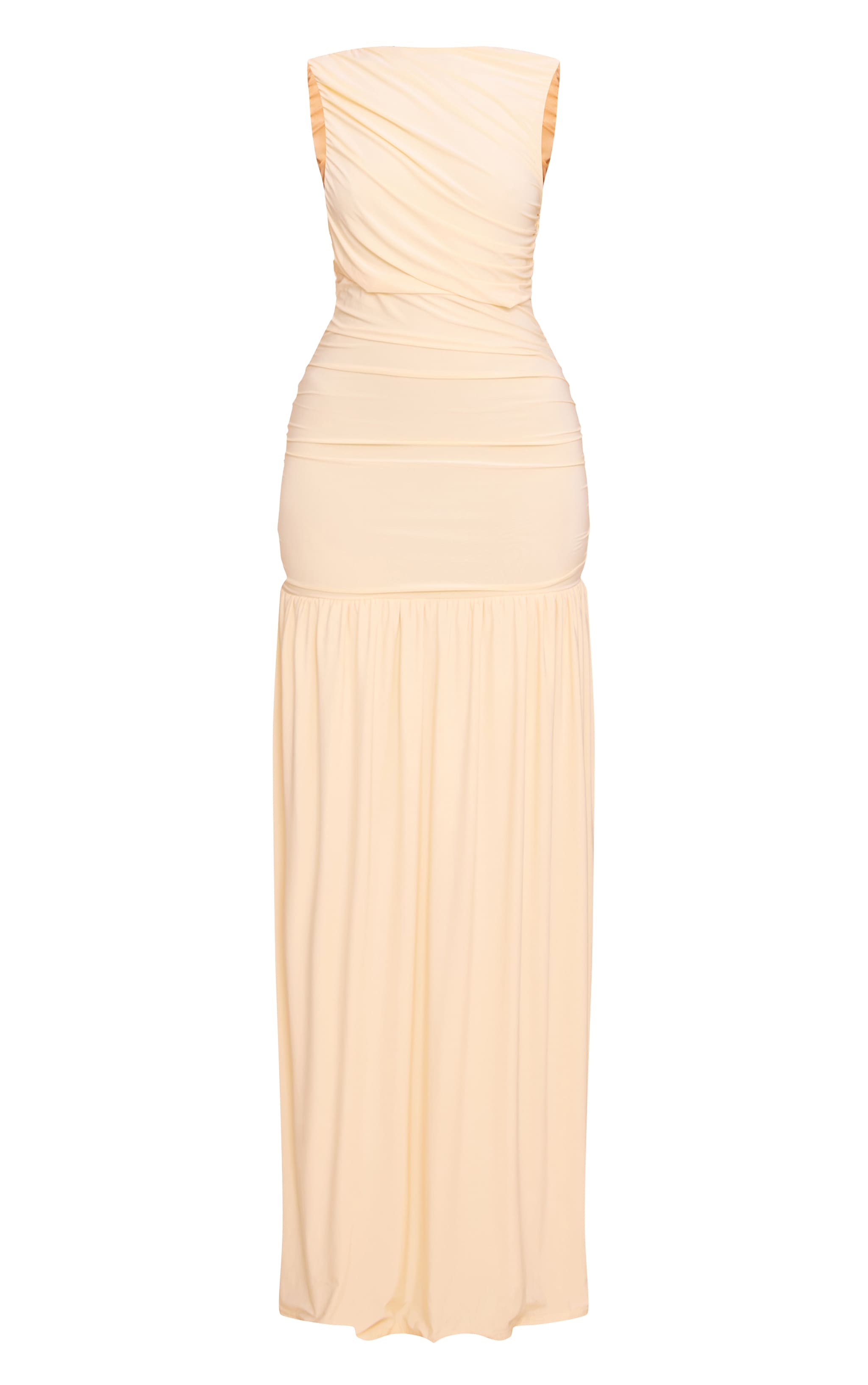 Lemon Boat Neck Ruched Detail Maxi Dress image 5