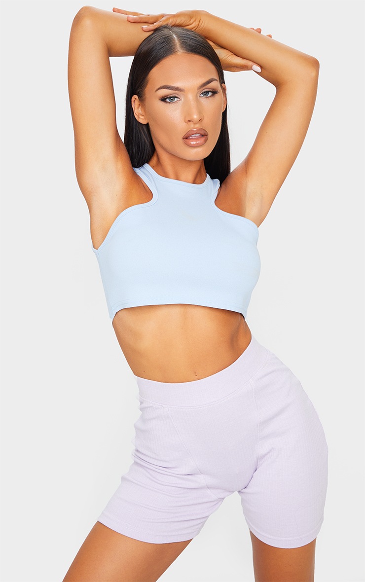 Lilac Structured Rib Seam Detail Shorts