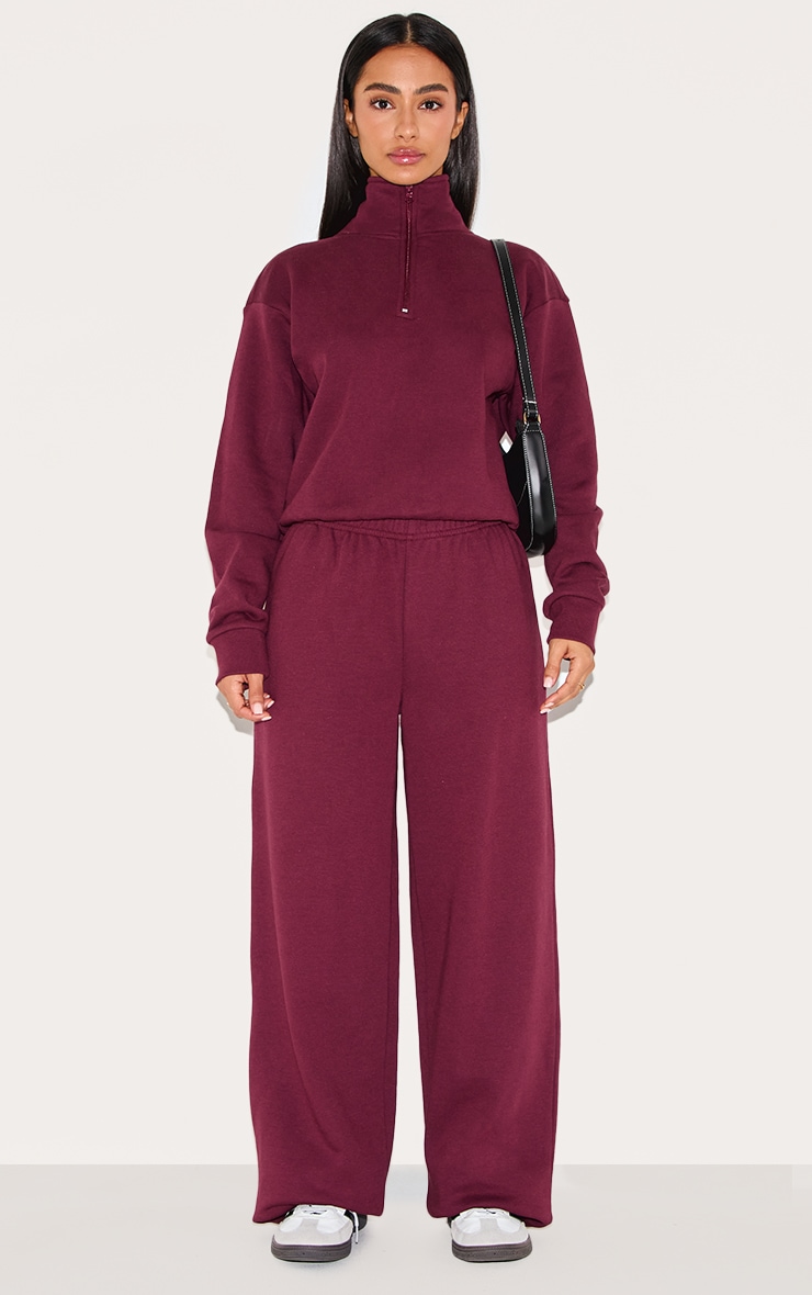 Petite Burgundy Quarter Zip Sweatshirt image 3