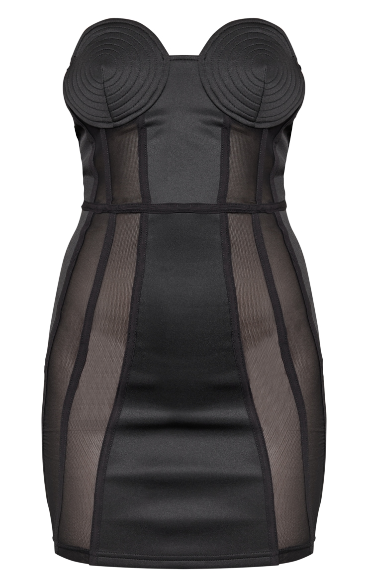 Mini robe style corset noire en mesh à parties contrastantes image 5