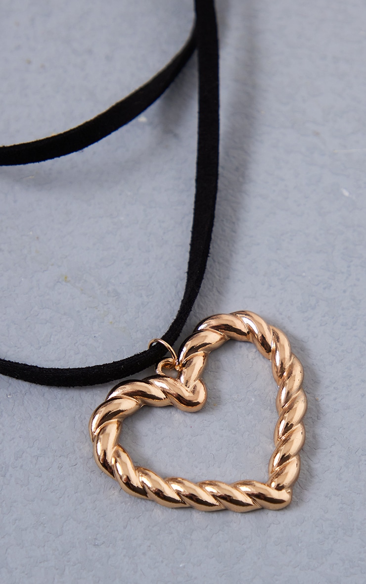 Gold Oversized Twisted Heart Tie Rope Necklace Accessories PLT KSA