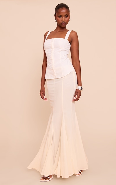 Lemon Chiffon Godet Hem Maxi Skirt