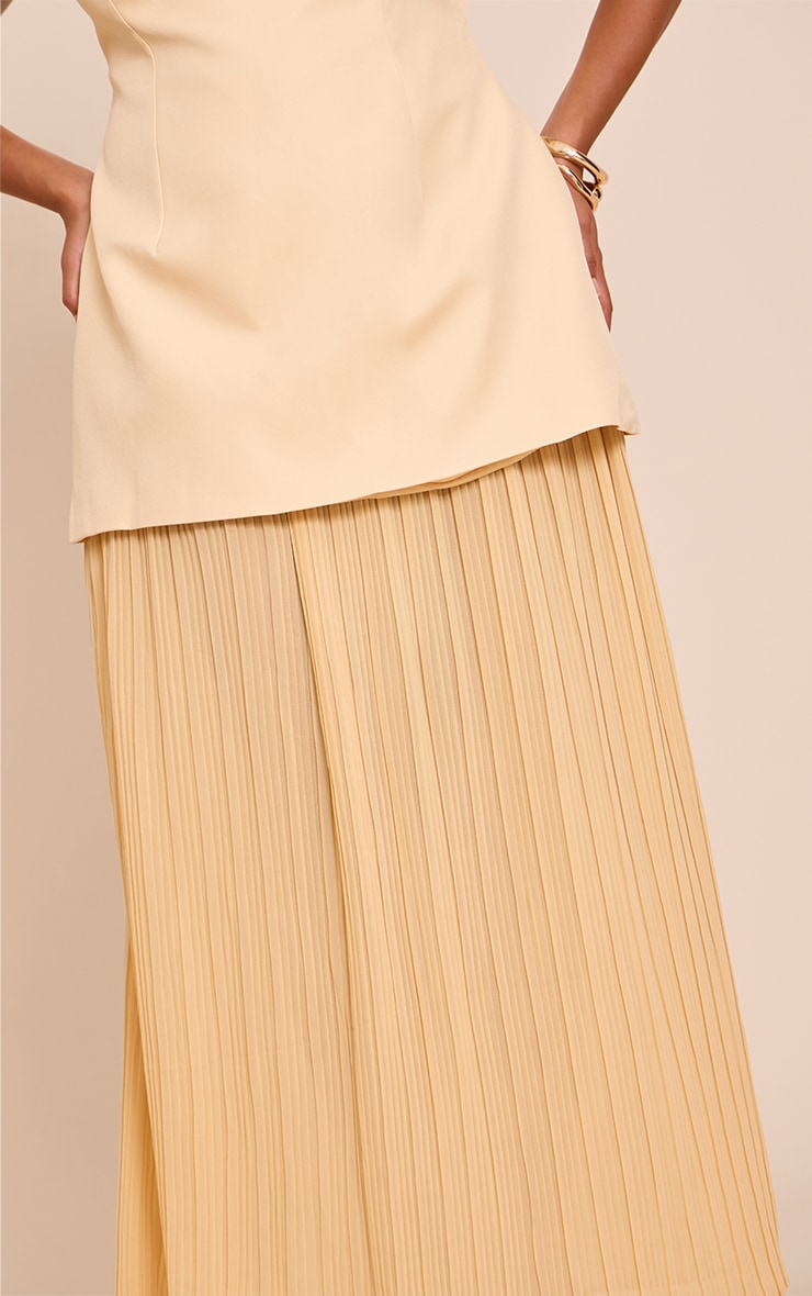 Plus Butter Yellow Chiffon Pleated Skirt Panel Bandeau Maxi Dress image 4