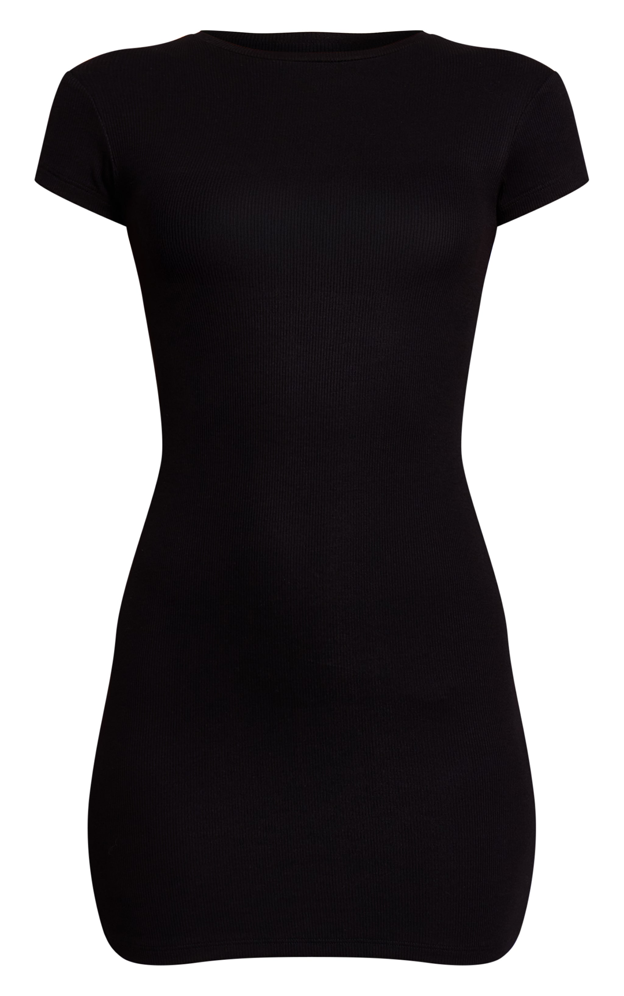 Black Soft Touch Ribbed Cap Sleeve Bodycon Dress image 5
