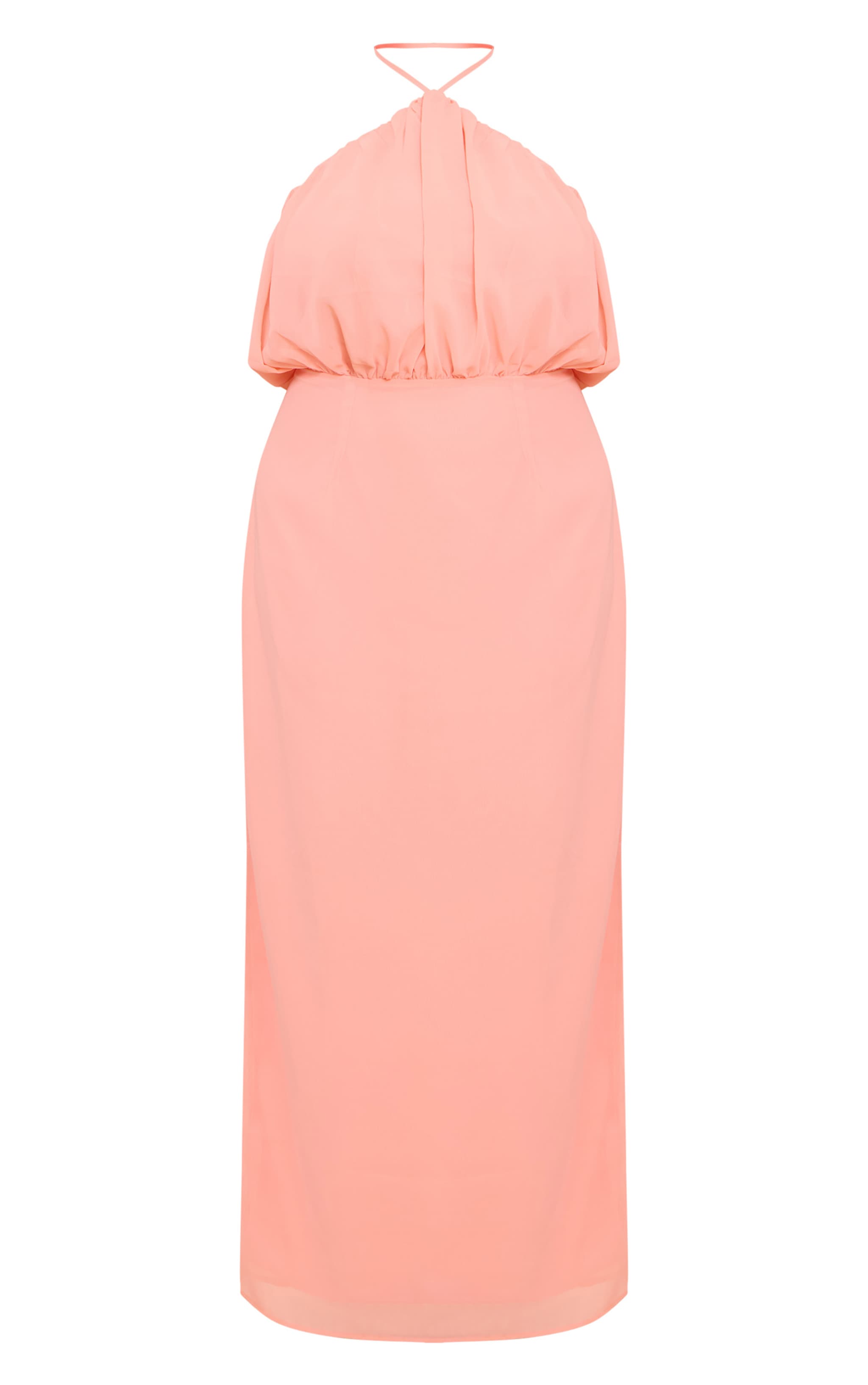 Plus Robe longue en mousseline de soie pêche à dos nu image 5