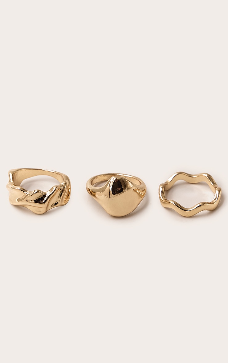 Gold Smooth Molten Ring Multi Pack image 2