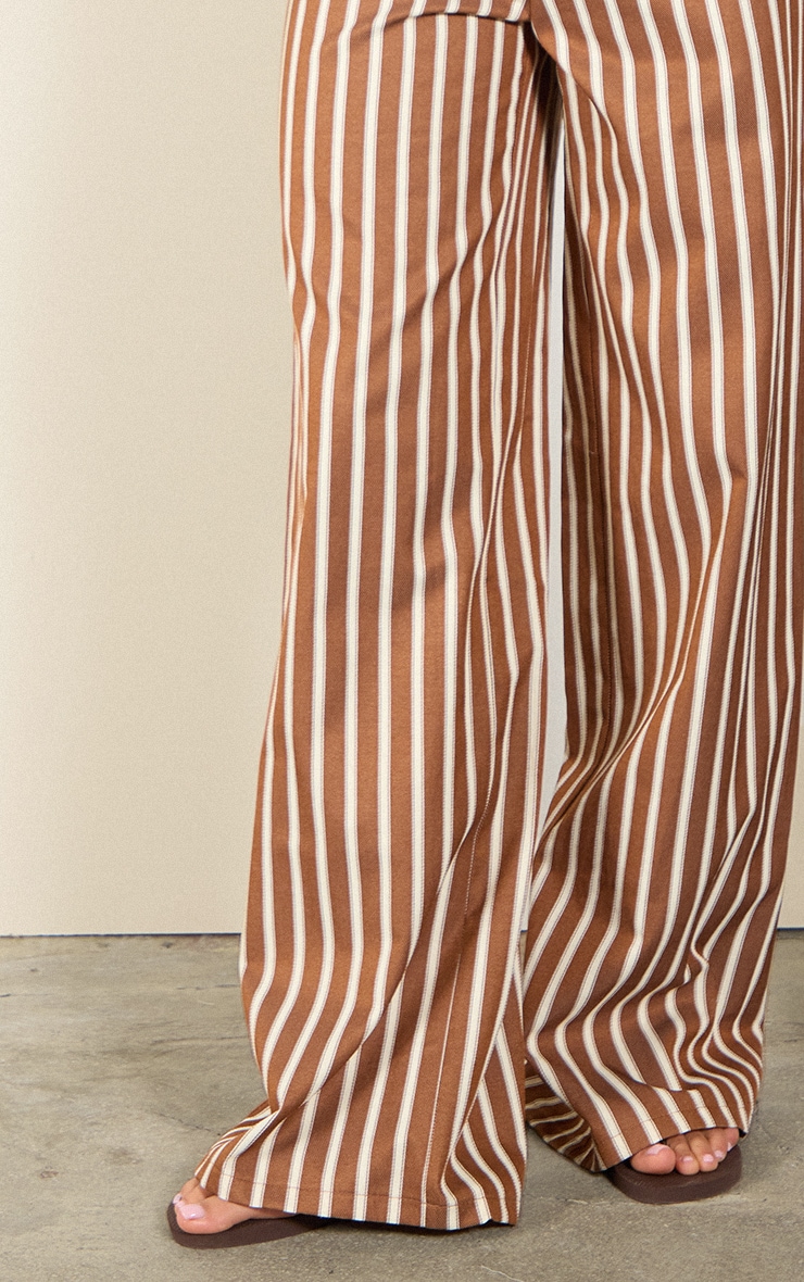 Chestnut Cotton Striped Straight Leg Pants image 4