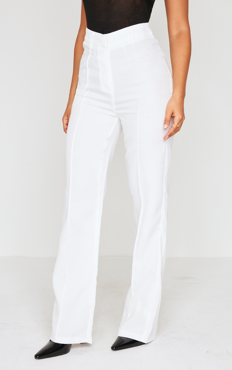 Petite White High Waist Straight Leg Pants image 2