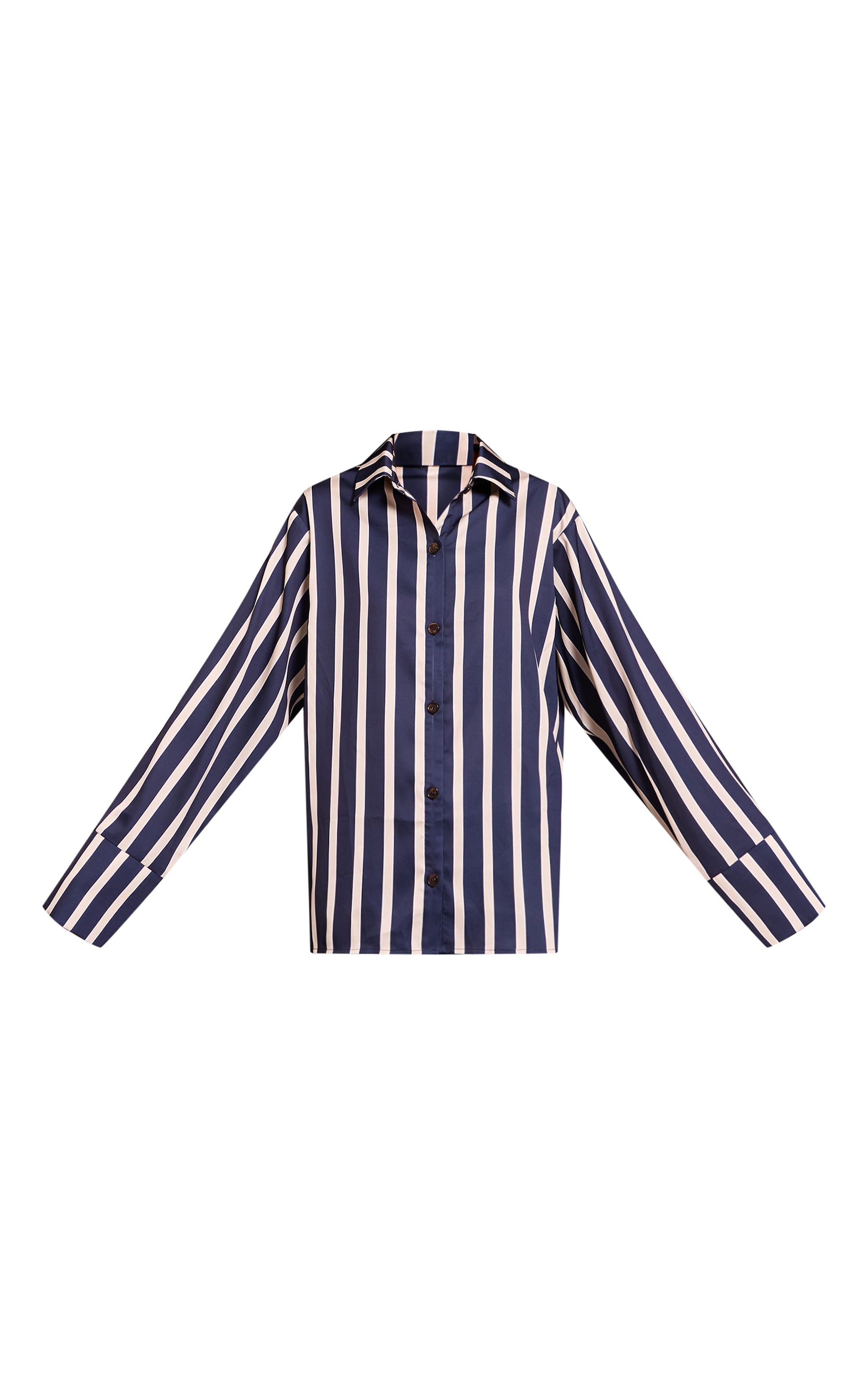 Navy Satin Pinstripe Shirt image 5