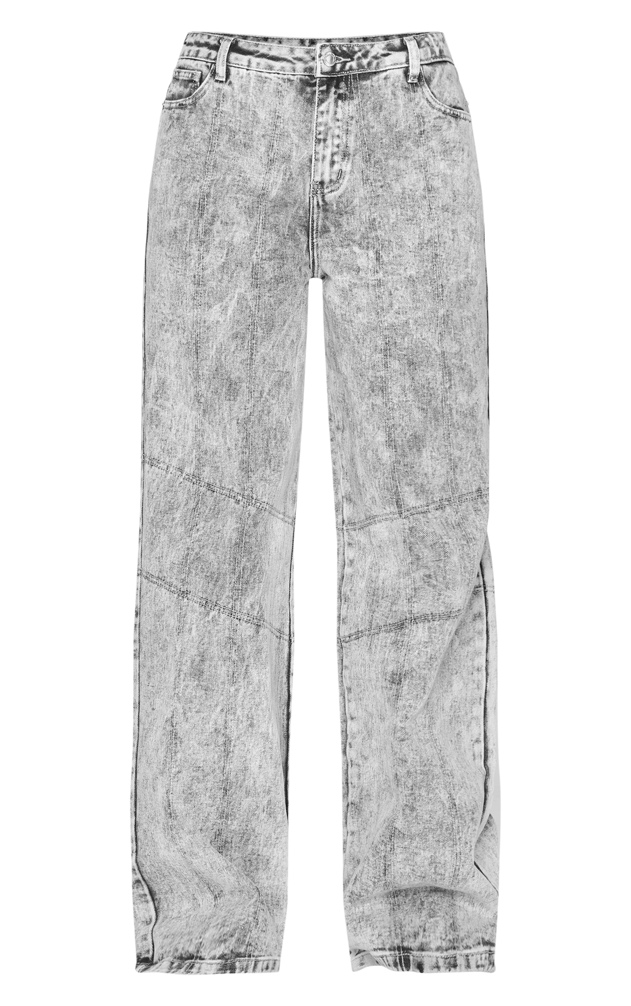 Tall Grey Acid Wash Low Rise Wide Leg Denim Jeans image 5