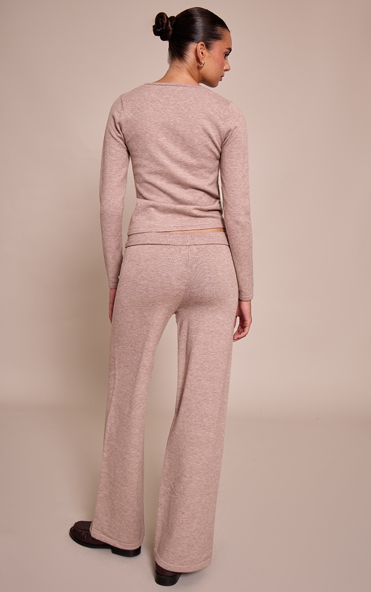 Taupe Drawstring Waist Fine Knit Pant image 3