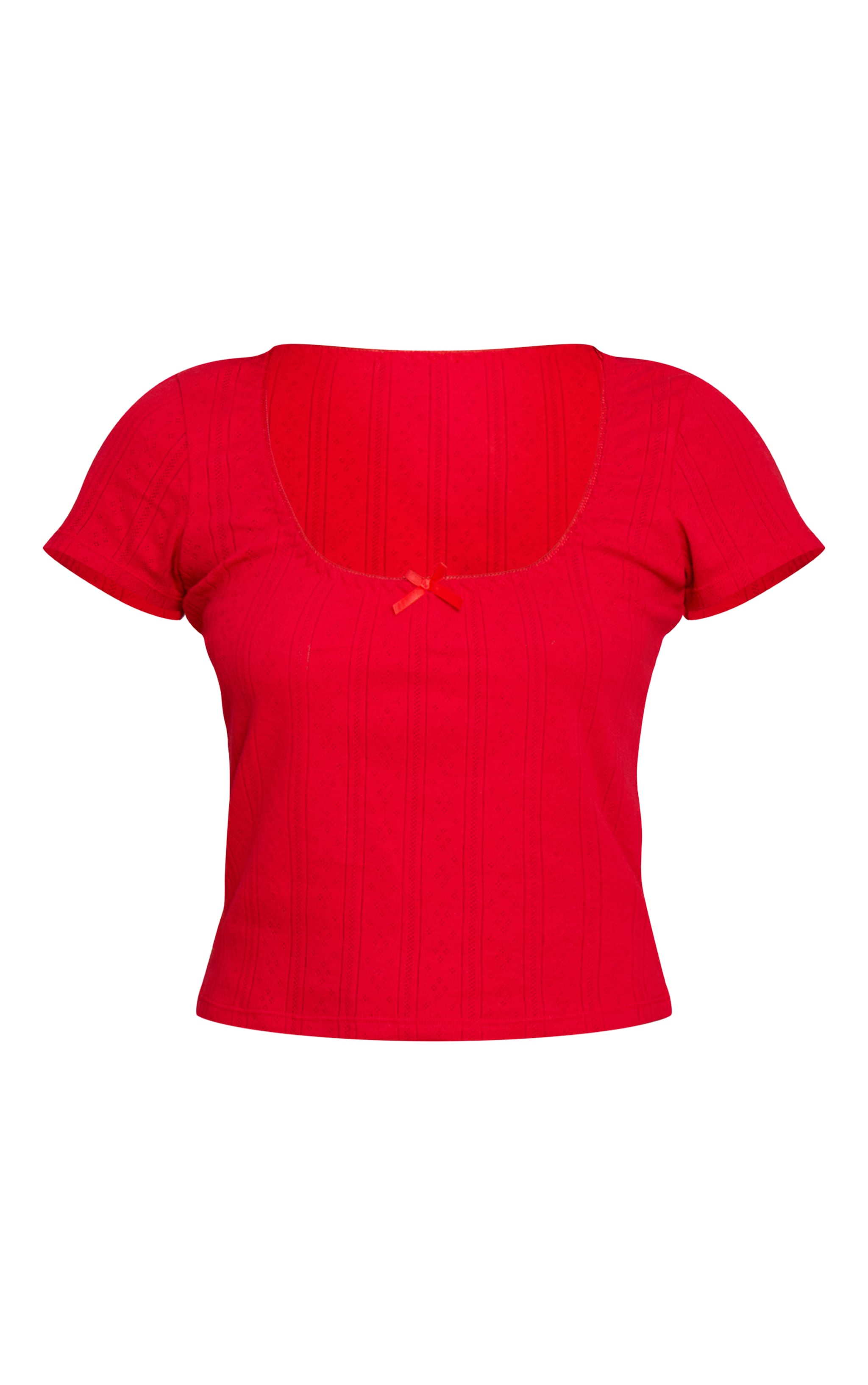 Red Pointelle Short Sleeve Pyjama Top image 5