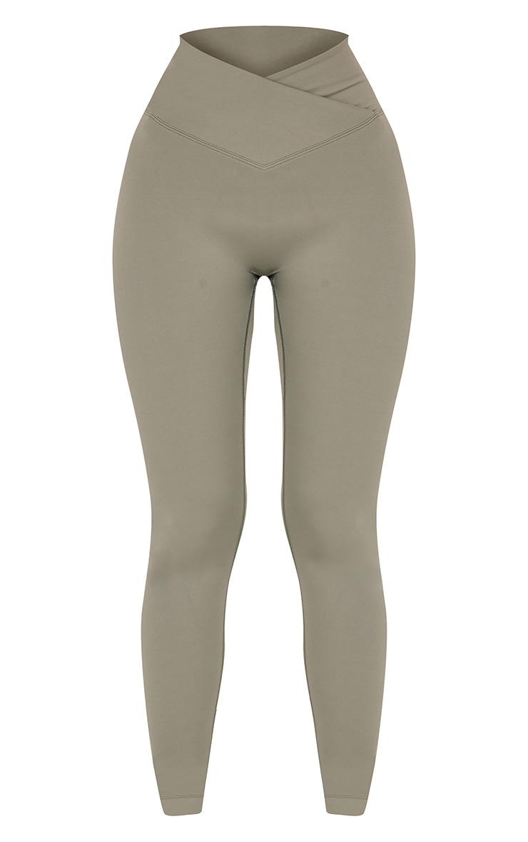 Petite Olive Sculpt Wrap Waist Gym Leggings image 5