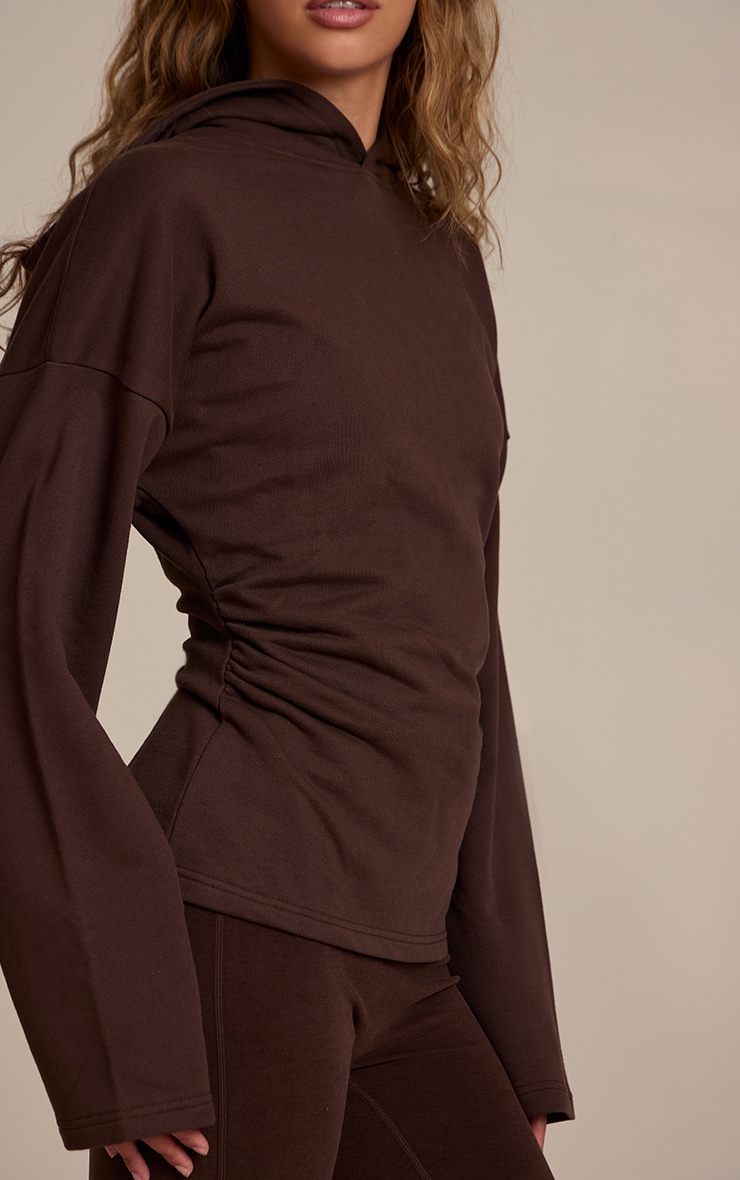 Chocolate Loopback Cinched Waist Hoodie image 4