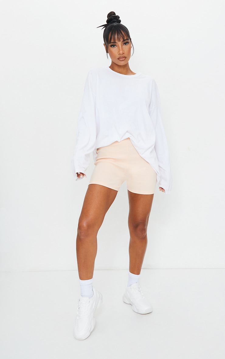 Pastel Pink Ribbed Bike Short