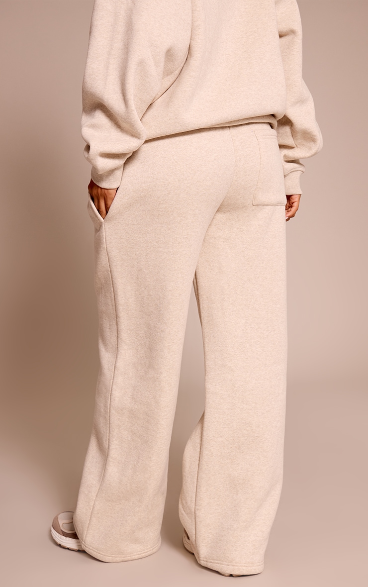 Pantalon sweat petite à coupe droite en molleton de coton avoine. image 3