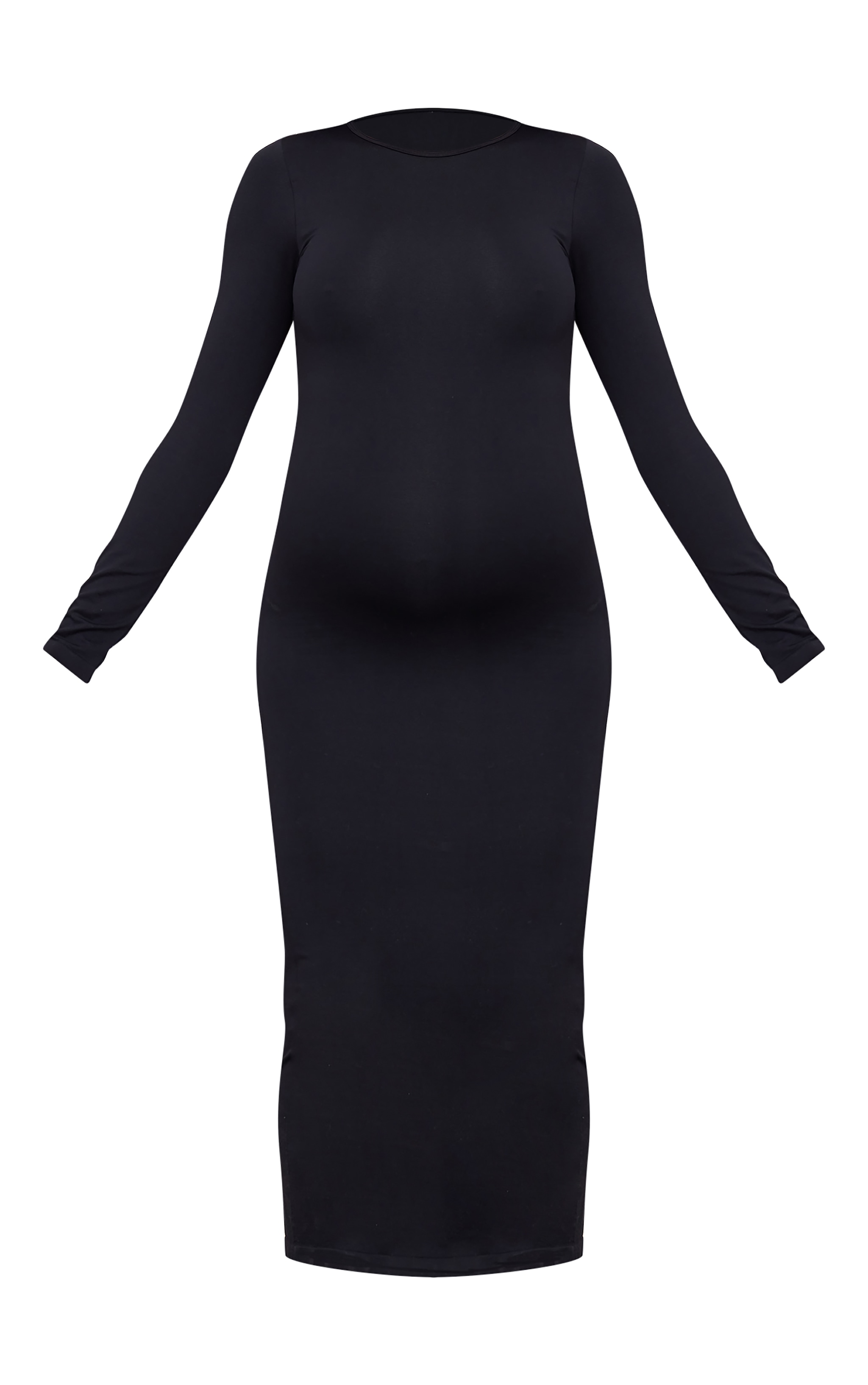 Maternité Robe longue noire sans coutures à manches longues image 5